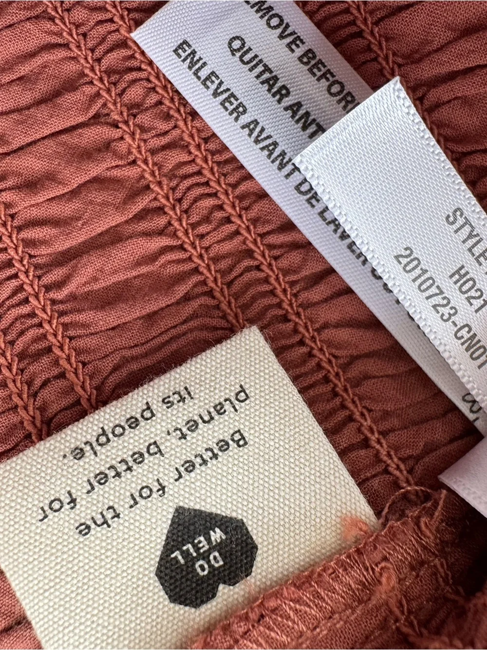 NWT Madewell Smocked Puff Sleeve Top Rust M